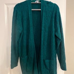 Green oversized open sweater